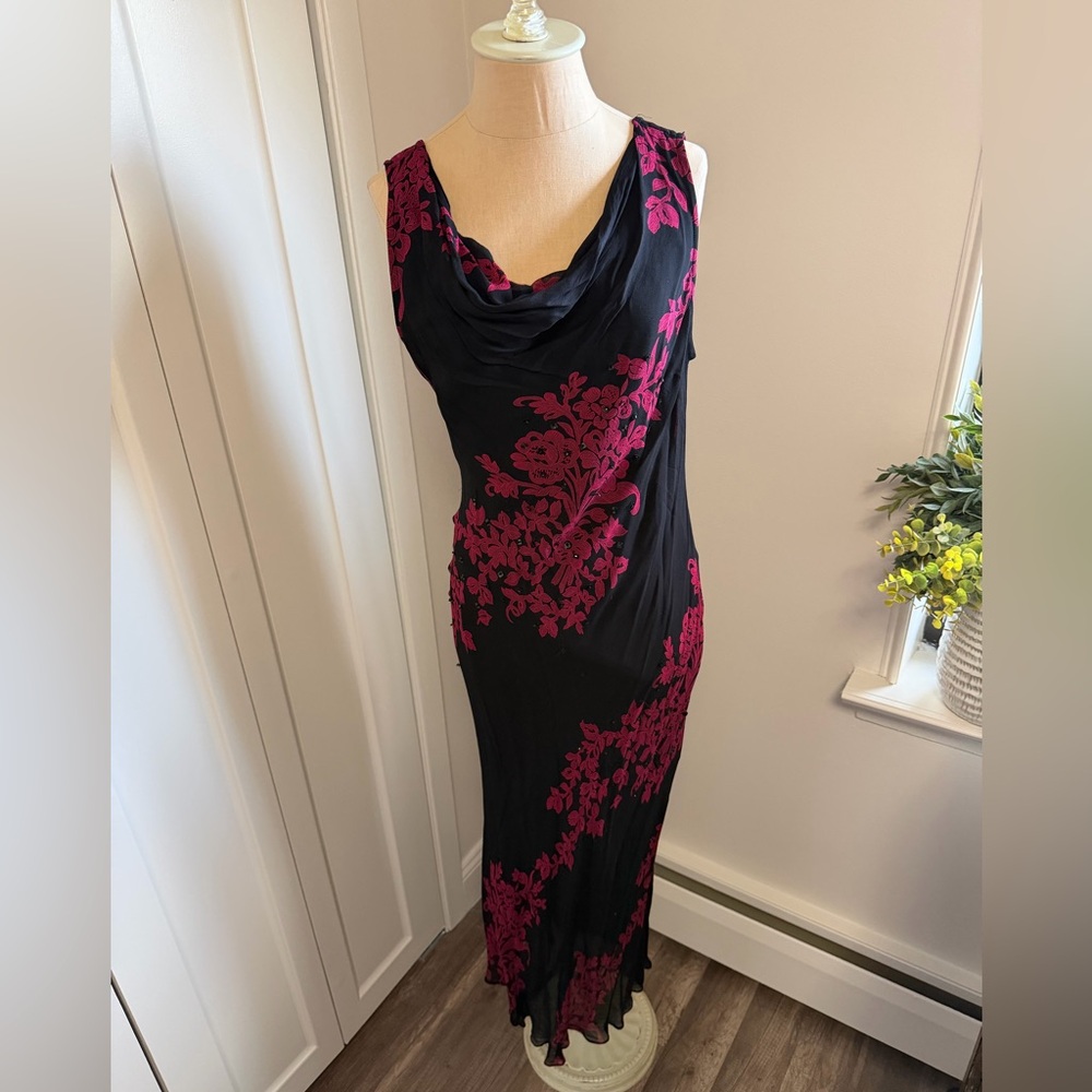 Vintage Eva Blue Cowl Neck Midi/Maxi Dress